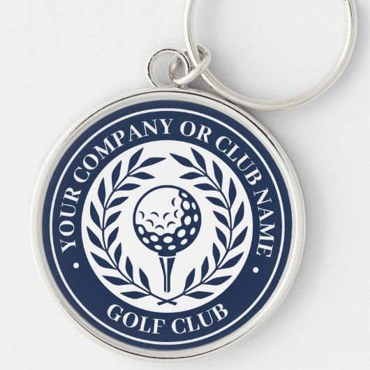 Klassieke Golf Gepersonaliseerde Naam Donkerblauw Sleutelhanger (Voorkant)