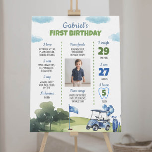 Klassieke Golf Thema Jongen 1e Verjaardag Mijlpaal Poster