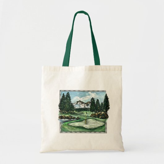 klassieke golfbaan herbruikbare kruidzak tote bag (Voorkant)