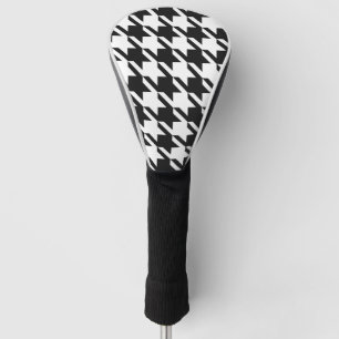 Klassieke golfer zwart pepita houndstooth patroon golfheadcover