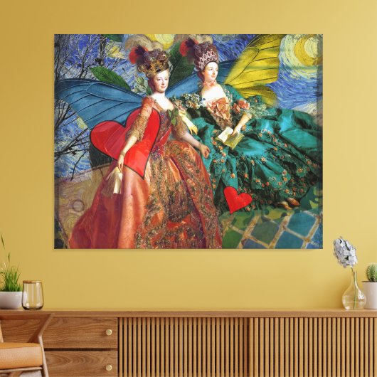 Klassieke Gotische Gemini Whimsical Vlinder Vrouw Canvas Afdruk (Insitu (Woonkamer))