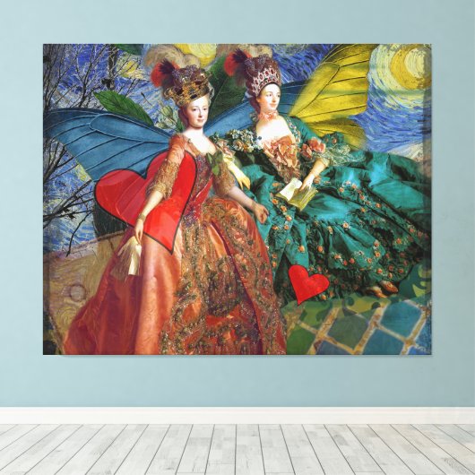 Klassieke Gotische Gemini Whimsical Vlinder Vrouw Canvas Afdruk (Insitu (Houten vloer))