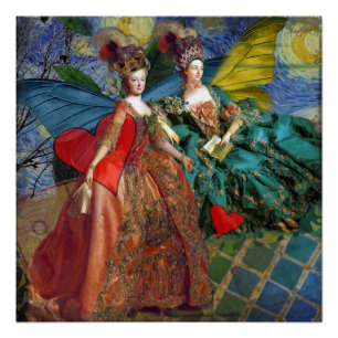 Klassieke Gotische Tweeling Whimsical Vlinder Vrou Perfect Poster