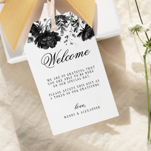 Klassieke Gotische Witte Bestemming Trouw Welkom Cadeaulabel