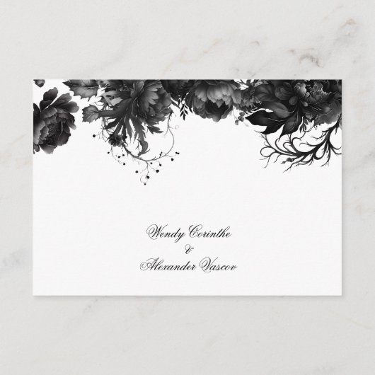 Klassieke Gotische Witte Bruiloft Details Informatiekaartje (Achterkant)