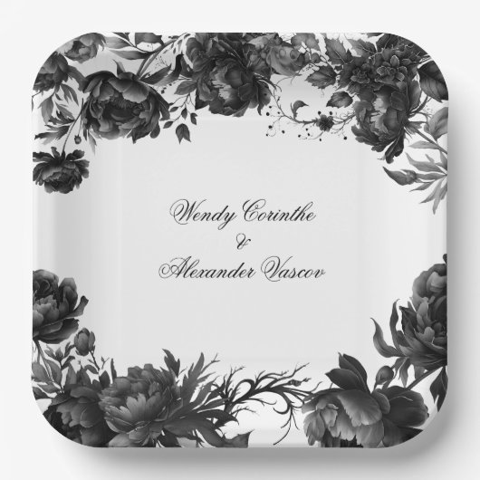 Klassieke Gotische Witte Bruiloft Papieren Bordje (Voorkant)