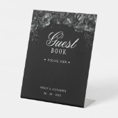 Klassieke Gotische Zwarte Bruiloft Gast Boek Pedes Reclamebord Met Voetstuk (Voorkant)