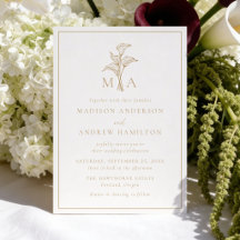 Klassieke Gouden Calla Lelie Monogram Bruiloft
