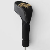 Klassieke gouden en zwarte gepersonaliseerde naam golfheadcover (Schuin)