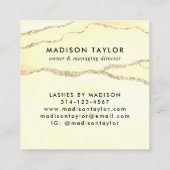 Klassieke Gouden Glitter Marmeren Agaat Chic Monog Vierkante Visitekaartje (Achterkant)