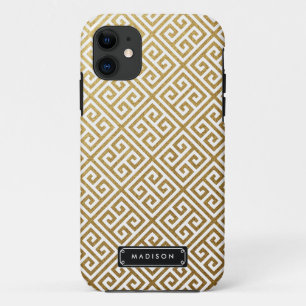 Klassieke Gouden Griekse Sleutel Gepersonaliseerd iPhone 11 Hoesje