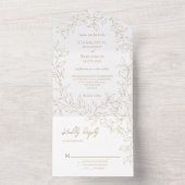 Klassieke Gouden Groen Bruiloft All In One Uitnodiging (Binnen)