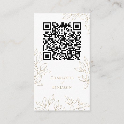 Klassieke Gouden Groen Bruiloft Website QR Code Informatiekaartje (Achterkant)