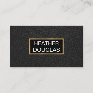 Klassieke Gouden Metallic Banner Zwart Leer Visitekaartje