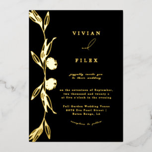 Klassieke gouden mini bloemencapsule bruiloft folie uitnodiging