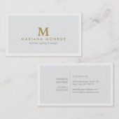 KLASSIEKE GOUDEN MONOGRAM OP LICHTGRIJS VISITEKAARTJE (Voorkant / Achterkant)