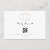 klassieke gouden monogram QR CODE bruiloft website RSVP Kaartje (Voorkant)