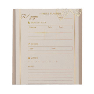 Klassieke gouden pastel waterverf fitnessplanner notitieblok
