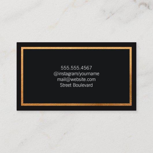 Klassieke gouden rand met monogram visitekaartje (Achterkant)