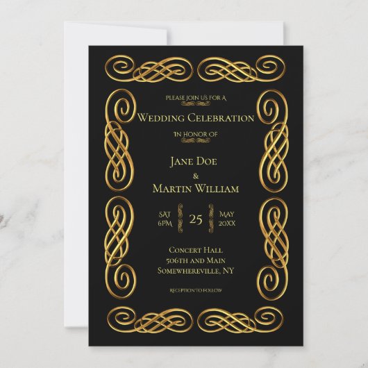 Klassieke gouden randbruiloft kaart (Voorkant)