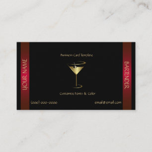 Klassieke Gouden Rood Metallic Barman Sjabloon Visitekaartje
