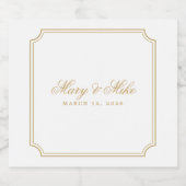 Klassieke gouden vierkante huwelijksgunstdecoratie sparkling wijnetiket (Enkel label)