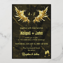 Klassieke Gouden Vleugel gedroogde blad minimalist Folie Uitnodiging