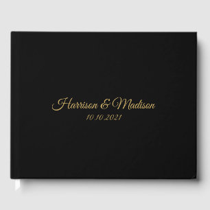 Klassieke gouden zwarte aangepaste script elegant gastenboek