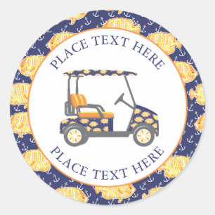 Klassieke Goudvis Golfkar Ronde Sticker