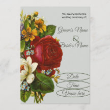 Klassieke Grand Florale Trouwuitnodiging Aandenken