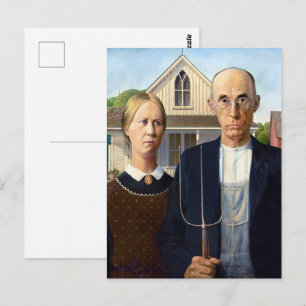 Klassieke Grant Wood American Gothic Boer Kunstsch Briefkaart