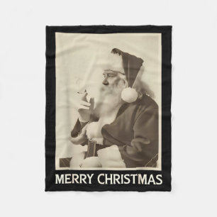 Klassieke Grappige Roken Kerstman Kerst Feestelijk Fleece Deken