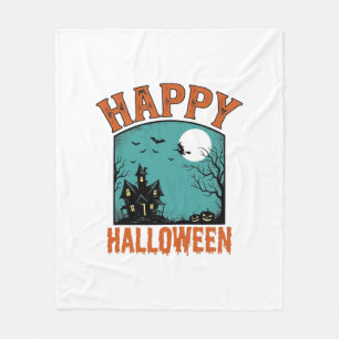 Klassieke Gravure Gelukkig Halloween Spokenhuis On Fleece Deken