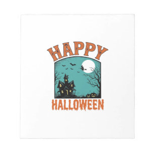 Klassieke Gravure Gelukkig Halloween Spokenhuis On Notitieblok