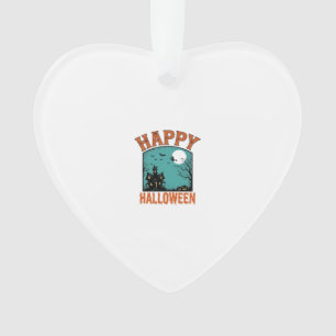 Klassieke Gravure Gelukkig Halloween Spokenhuis On Ornament