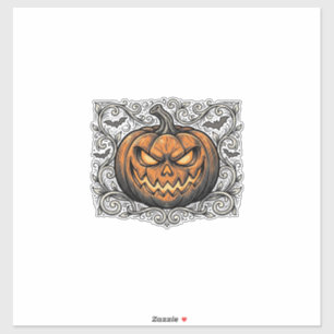 Klassieke Gravure Halloween Pompoen Shirt Ontwerp_ Sticker