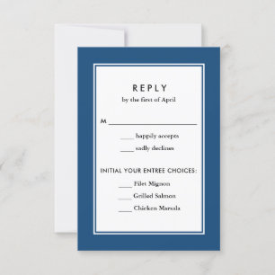 Klassieke Grens Marine Blauw Voedsel Keuzes Bruilo RSVP Kaartje