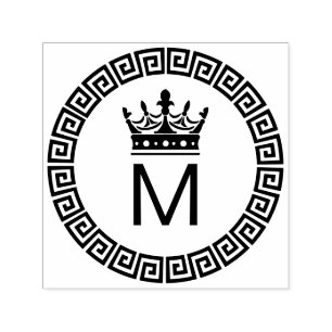 Klassieke Griekse Sleutel S Omlijst Initiaal Kroon Zelfinktende Stempel