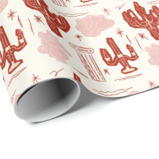 Klassieke Griekse Zuil & Roze Kroonluchter Patroon Cadeaupapier