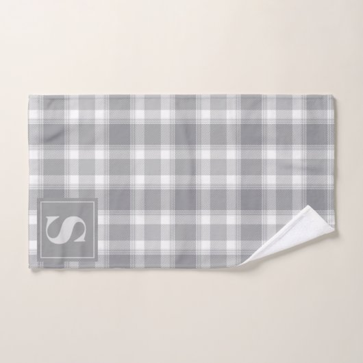 Klassieke Grijze Boerderij Buffel Plaid Monogram Bad Handdoek (Handdoek)