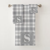 Klassieke Grijze Boerderijstijl Buffalo Plaid Mono Bad Handdoek (Insitu)