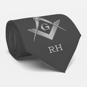 Klassieke grijze en zilver Masonic Monogrammed Stropdas