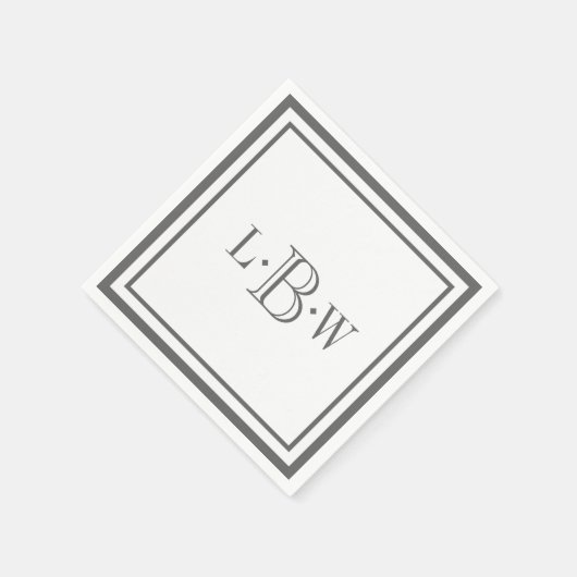 Klassieke Grijze Grens Monogrammen Servetten (Hoek)