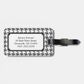 Klassieke grijze houndstooth met monogram bagagelabel (Achterkant horizontaal)