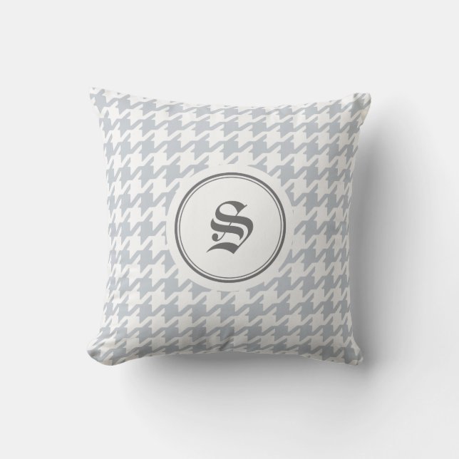Klassieke grijze houndstooth met monogram kussen (Voorkant)