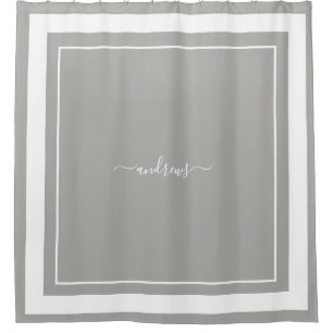 Klassieke grijze monogram handtekening Shower Curt Douchegordijn