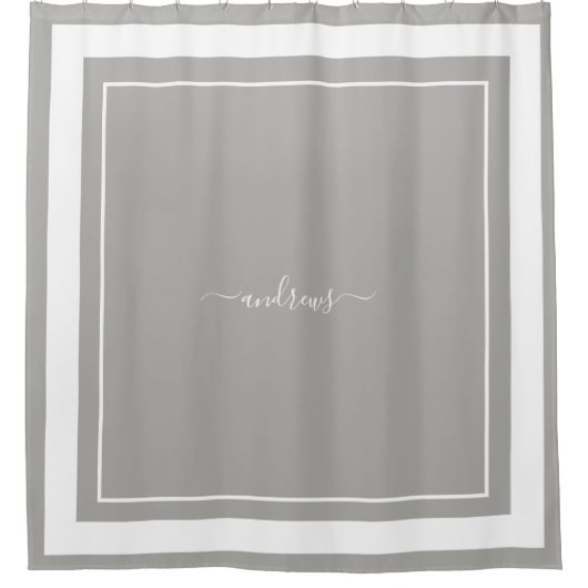 Klassieke grijze monogram handtekening Shower Curt Douchegordijn (Voorkant)