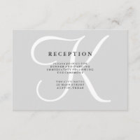 Klassieke grijze monogram huwelijksreceptiekaart