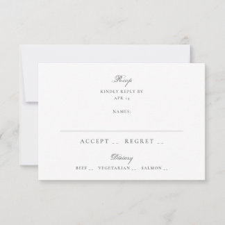 Klassieke Grijze Witte Minimalistische Trouwdag RSVP Kaartje