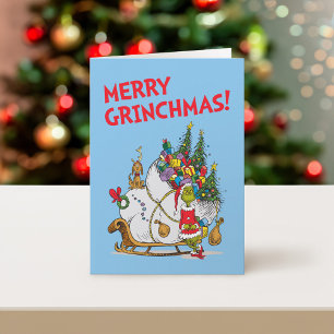 Klassieke Grinch Grinch & Max met slee Feestdagen Kaart